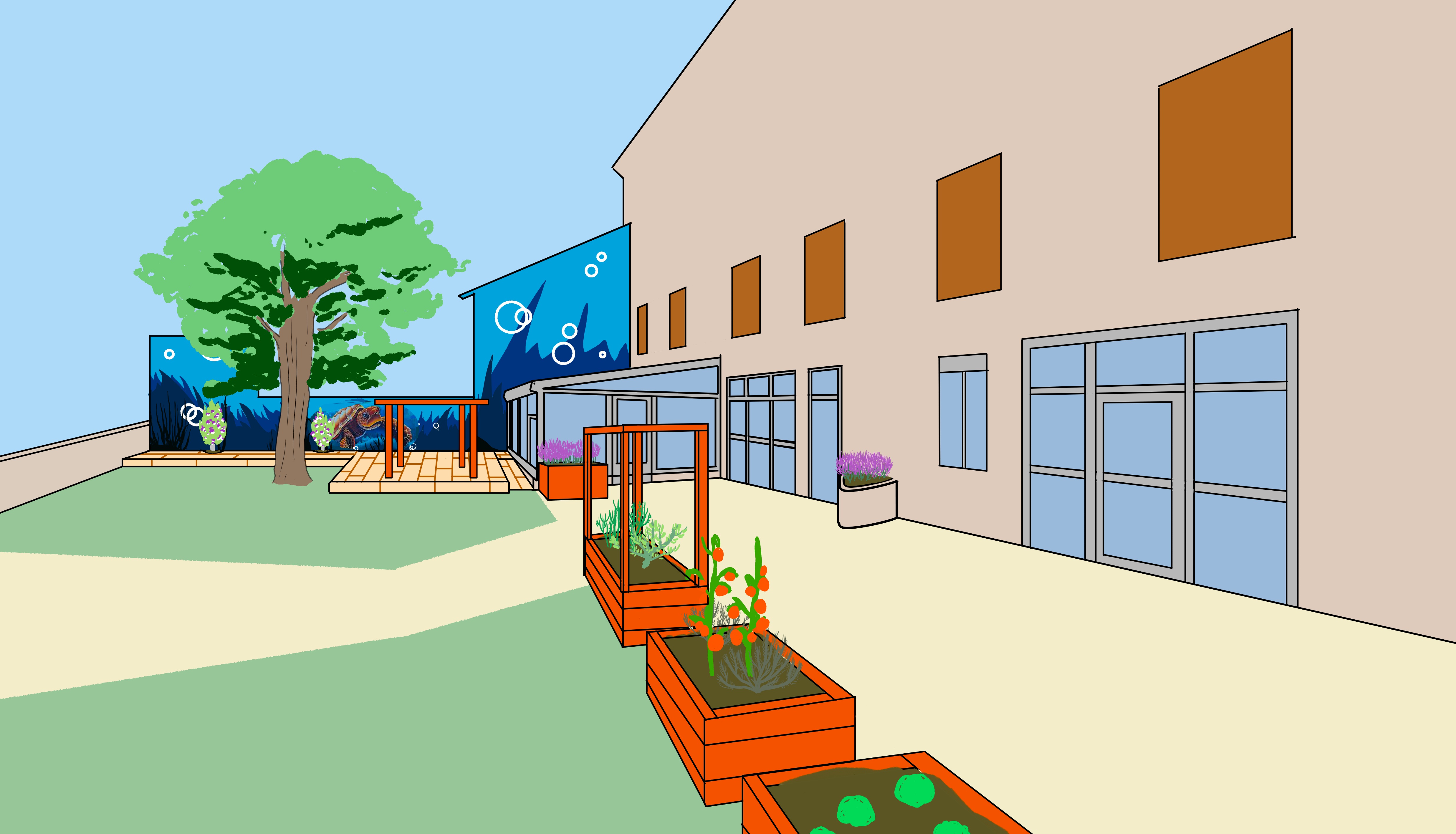 Illustration projet cour végétalisée